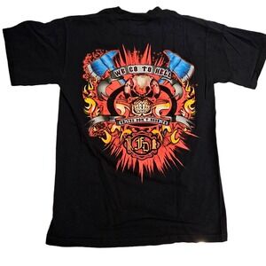Men's Firefighter Tee Shirt We Go To Hell So You Don't Have To FD‎ Small Skull